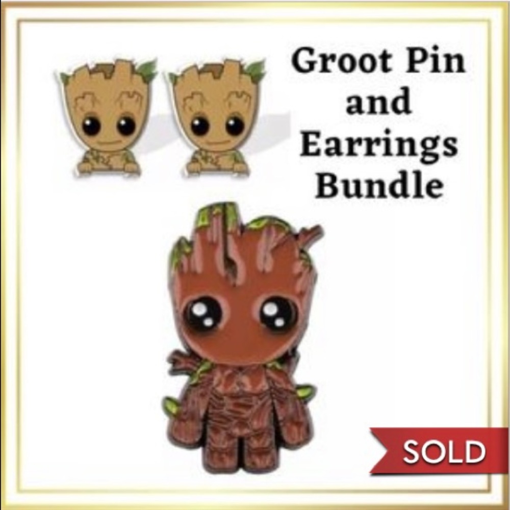 MARVEL “Groot” Enamel Pin & Earrings Bundle